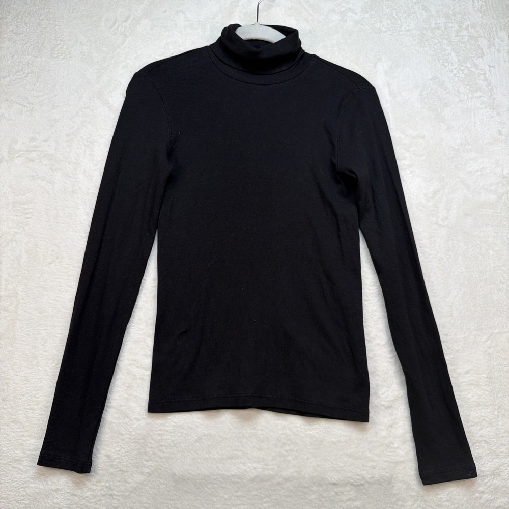 Everlane Turtleneck Womens Small Black Long Sleeve Ribbed Slim Basic‎ Layering